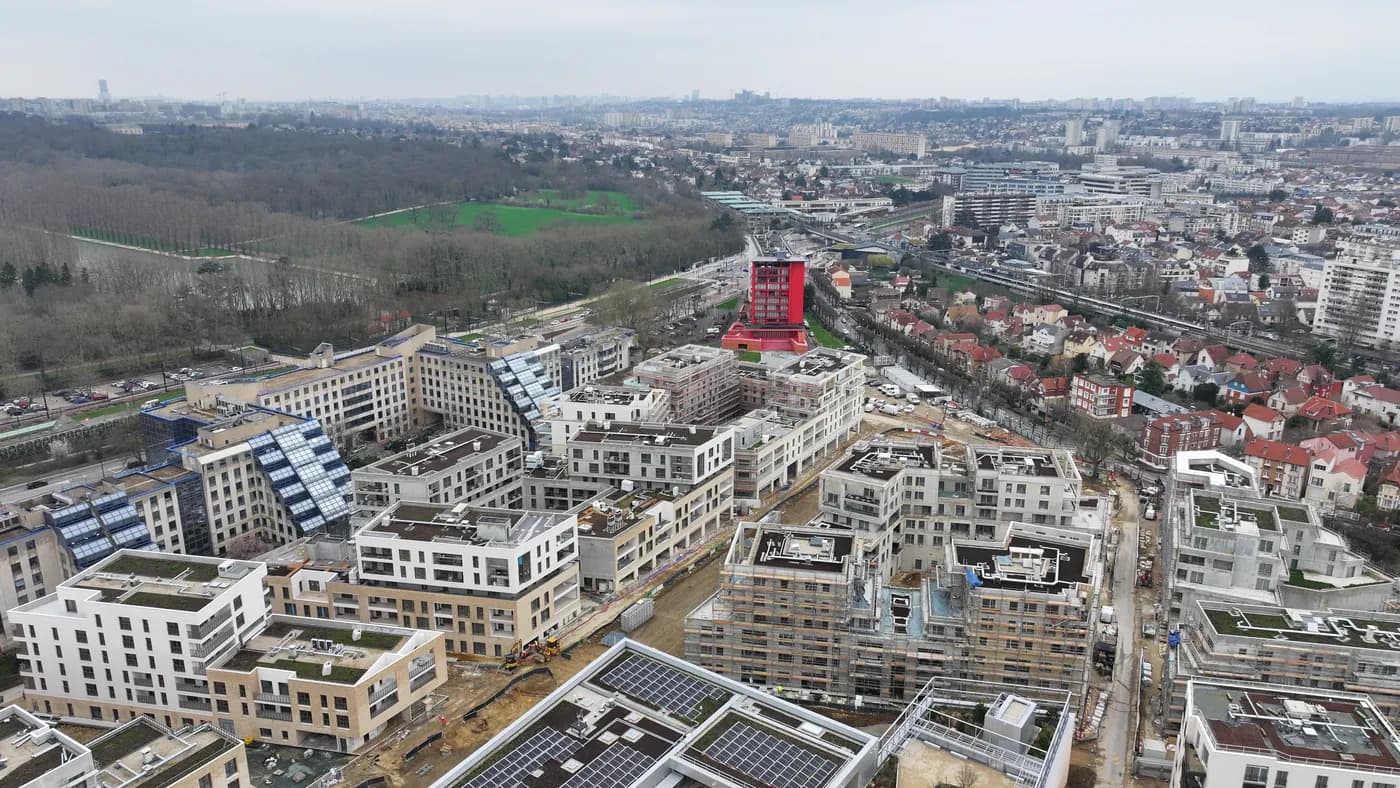 Quartier Jean Zay à Antony, fév. 2024 : rooftops & façades